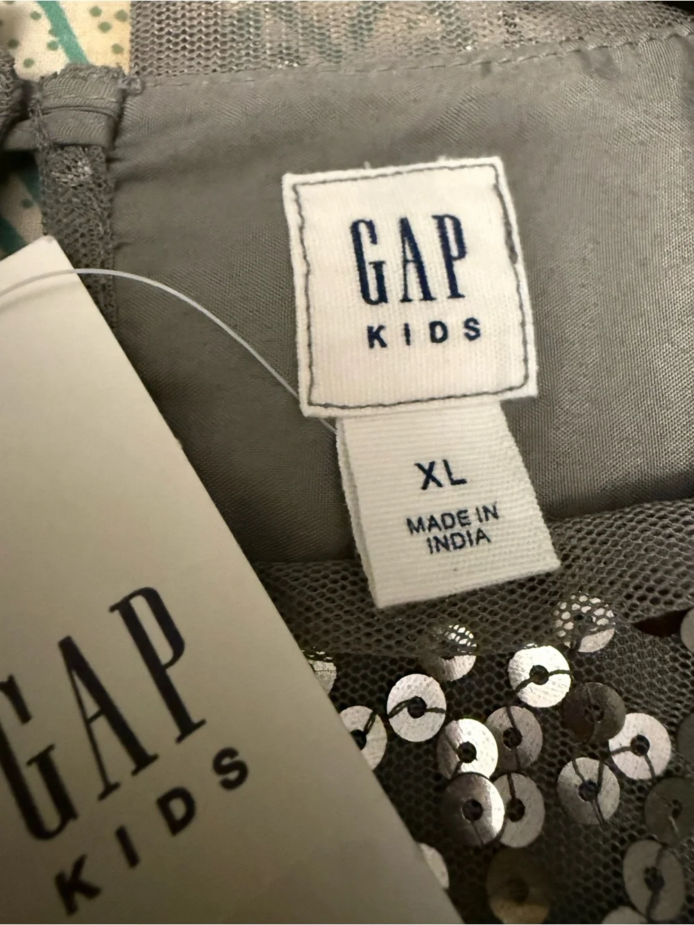 GAP Girls' Silver Sequin Short-Sleeve Party Dress